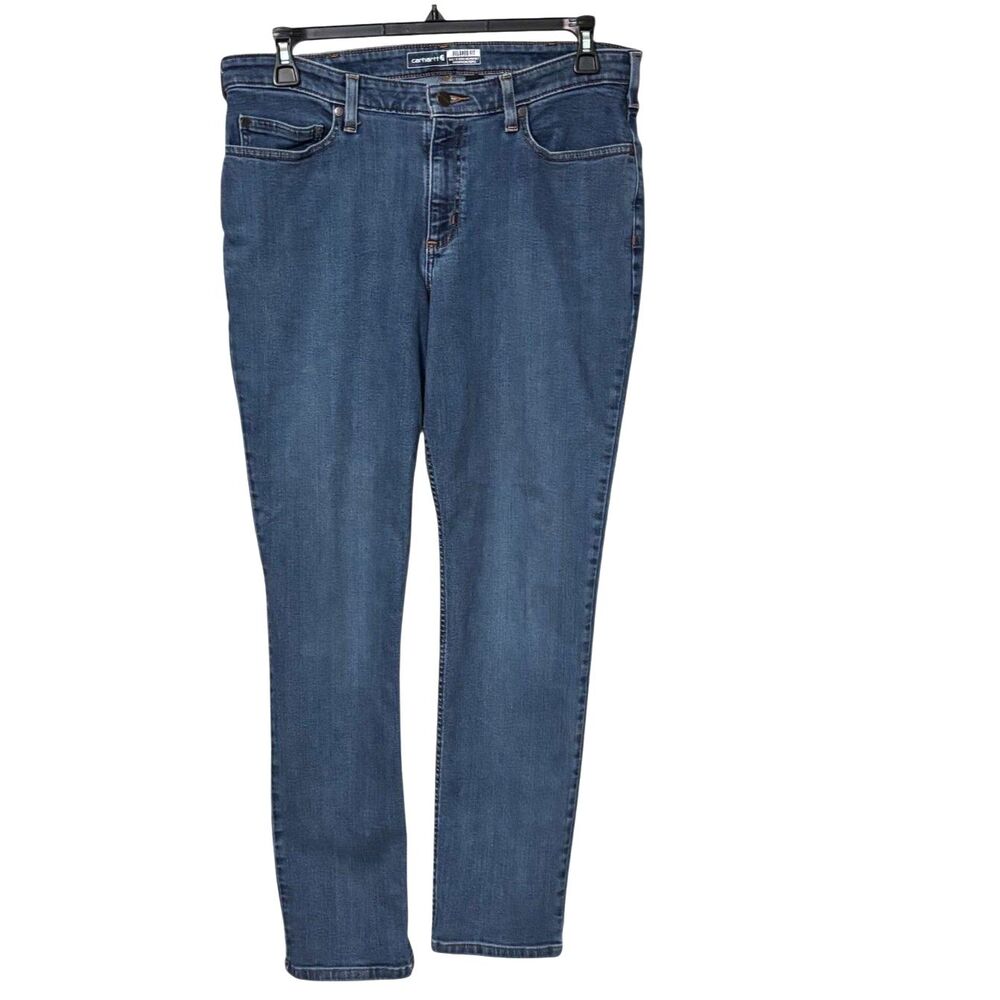 Carhartt Relaxed Fit Jeans Womenโs 14 Tall Blue Stretch Denim Workwear